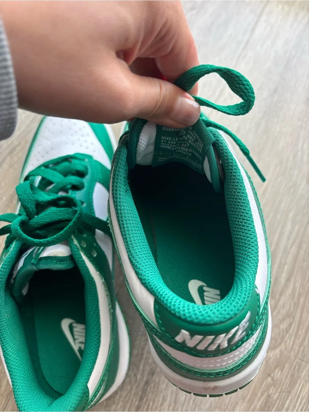 Nike White and Green Low-Top Dunks